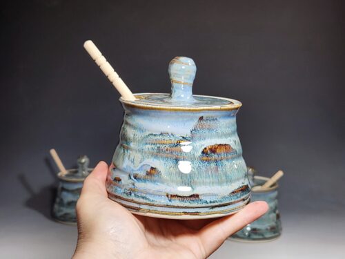 Hand-thrown Pottery Lidded Honey Jar