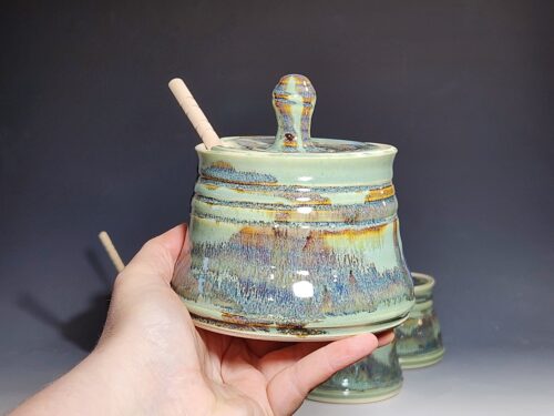 Handmade Pottery Lidded Honey Jar