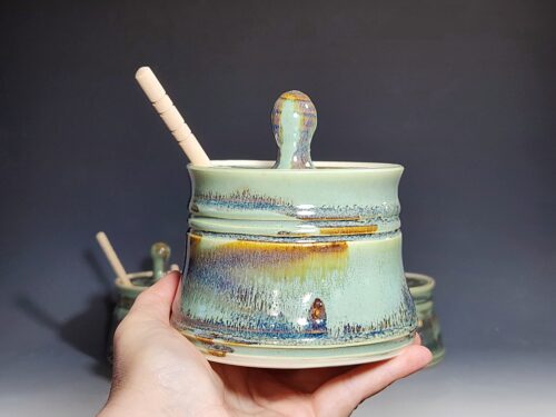 Handmade Pottery Lidded Honey Jar - Image 9