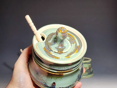 Handmade Pottery Lidded Honey Jar - Image 8