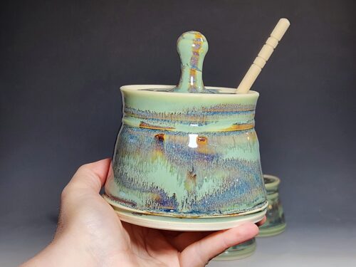 Handmade Pottery Lidded Honey Jar - Image 6