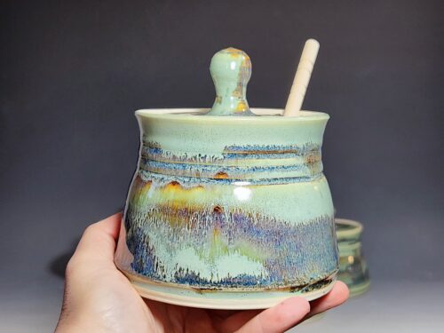 Handmade Pottery Lidded Honey Jar - Image 4