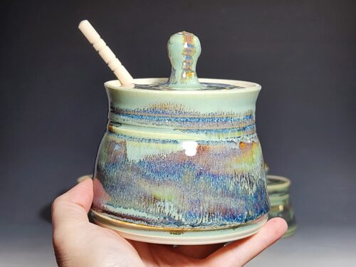 Handmade Pottery Lidded Honey Jar - Image 3