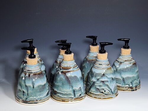 Hand Thrown Pottery Liquid Soap Dispenser, Handmade Bathroom Ceramic Soap Holder, Rustic Hand Soap Pump, Dish Soap, Each