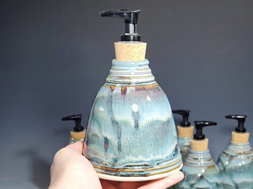 Hand Thrown Pottery Liquid Soap Dispenser, Handmade Bathroom Ceramic Soap Holder, Rustic Hand Soap Pump, Dish Soap, Each - Image 8