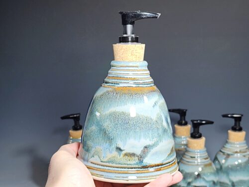 Hand Thrown Pottery Liquid Soap Dispenser, Handmade Bathroom Ceramic Soap Holder, Rustic Hand Soap Pump, Dish Soap, Each - Image 7