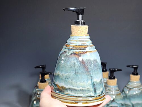 Hand Thrown Pottery Liquid Soap Dispenser, Handmade Bathroom Ceramic Soap Holder, Rustic Hand Soap Pump, Dish Soap, Each - Image 6