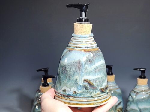 Hand Thrown Pottery Liquid Soap Dispenser, Handmade Bathroom Ceramic Soap Holder, Rustic Hand Soap Pump, Dish Soap, Each - Image 5