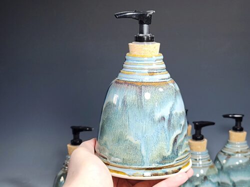 Hand Thrown Pottery Liquid Soap Dispenser, Handmade Bathroom Ceramic Soap Holder, Rustic Hand Soap Pump, Dish Soap, Each - Image 4