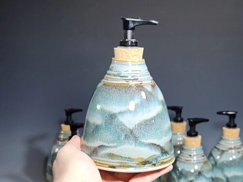 Hand Thrown Pottery Liquid Soap Dispenser, Handmade Bathroom Ceramic Soap Holder, Rustic Hand Soap Pump, Dish Soap, Each - Image 3