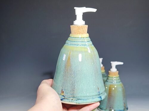 Hand Thrown Pottery Liquid Soap Dispenser, Handmade Bathroom Ceramic Soap Holder, Rustic Hand Soap Pump, Dish Soap, Each - Image 6