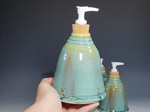 Hand Thrown Pottery Liquid Soap Dispenser, Handmade Bathroom Ceramic Soap Holder, Rustic Hand Soap Pump, Dish Soap, Each - Image 5