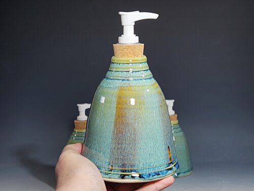 Hand Thrown Pottery Liquid Soap Dispenser, Handmade Bathroom Ceramic Soap Holder, Rustic Hand Soap Pump, Dish Soap, Each