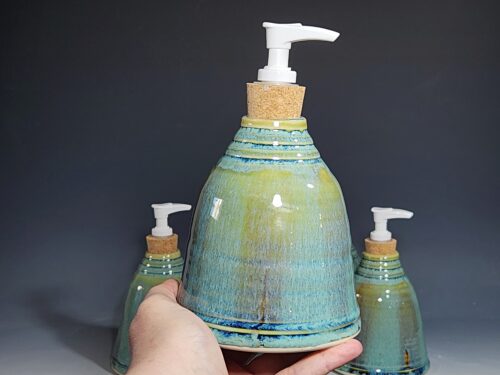 Hand Thrown Pottery Liquid Soap Dispenser, Handmade Bathroom Ceramic Soap Holder, Rustic Hand Soap Pump, Dish Soap, Each - Image 3