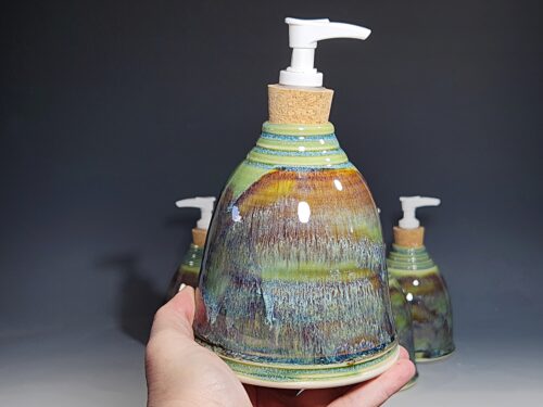 Hand Thrown Pottery Liquid Soap Dispenser, Handmade Bathroom Ceramic Soap Holder, Rustic Hand Soap Pump, Dish Soap, Each - Image 7