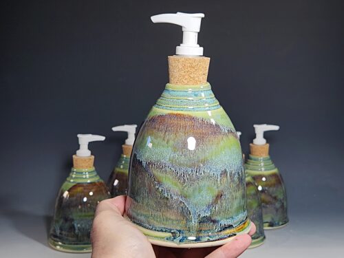 Hand Thrown Pottery Liquid Soap Dispenser, Handmade Bathroom Ceramic Soap Holder, Rustic Hand Soap Pump, Dish Soap, Each - Image 6