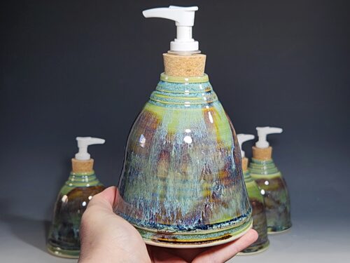 Hand Thrown Pottery Liquid Soap Dispenser, Handmade Bathroom Ceramic Soap Holder, Rustic Hand Soap Pump, Dish Soap, Each - Image 5