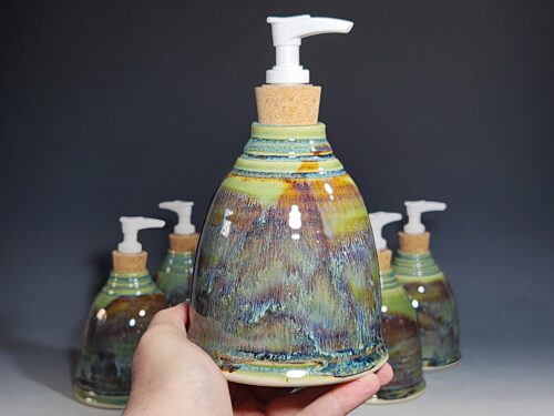 Hand Thrown Pottery Liquid Soap Dispenser, Handmade Bathroom Ceramic Soap Holder, Rustic Hand Soap Pump, Dish Soap, Each - Image 4