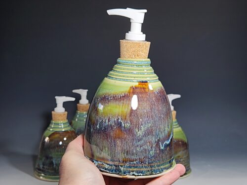 Hand Thrown Pottery Liquid Soap Dispenser, Handmade Bathroom Ceramic Soap Holder, Rustic Hand Soap Pump, Dish Soap, Each - Image 3