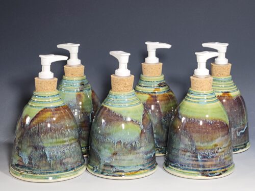 Hand Thrown Pottery Liquid Soap Dispenser, Handmade Bathroom Ceramic Soap Holder, Rustic Hand Soap Pump, Dish Soap, Each - Image 2