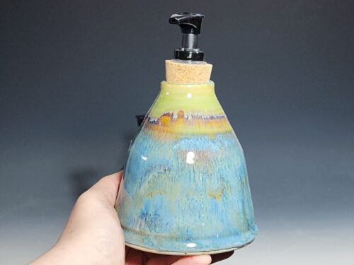 LIMITED EDITION Hand Thrown Pottery Liquid Soap Dispenser, Handmade Bathroom Ceramic Soap Holder, Rustic Hand Soap Pump, Dish Soap, Each - Image 2