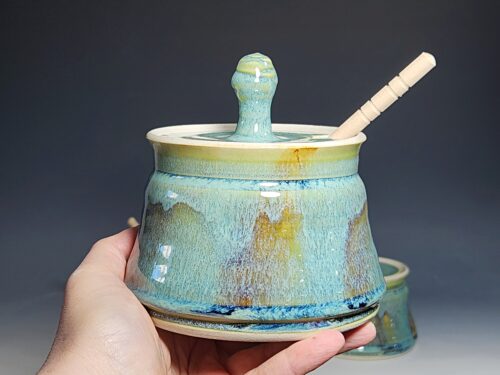 Handmade Pottery Lidded Honey Jar