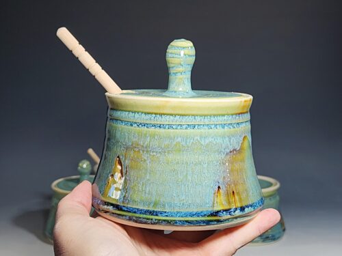 Handmade Pottery Lidded Honey Jar - Image 9