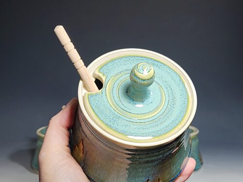 Handmade Pottery Lidded Honey Jar - Image 8