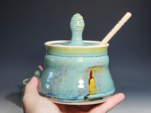 Handmade Pottery Lidded Honey Jar - Image 6