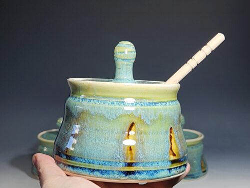 Handmade Pottery Lidded Honey Jar - Image 5