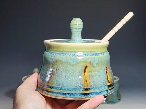 Handmade Pottery Lidded Honey Jar - Image 4