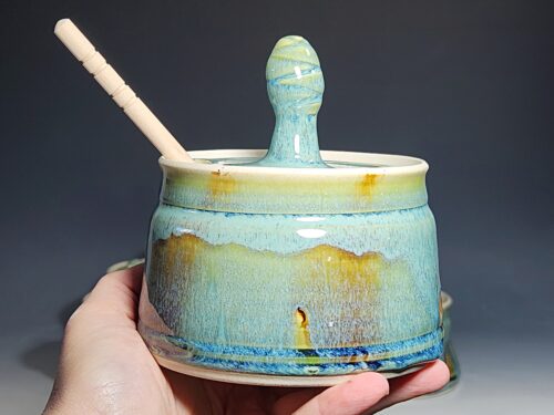 Handmade Pottery Lidded Honey Jar - Image 3