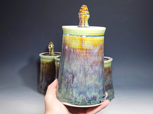 Large Handmade Pottery Lidded Jar - Image 6
