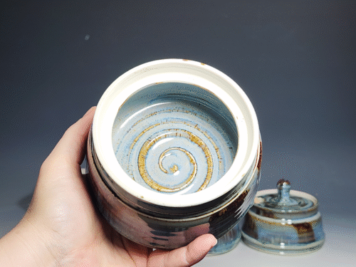 Hand-thrown Pottery Lidded Honey Jar, Ceramic Sugar Bowl, Rustic, Handmade Honey Pot With Dipper, Wheel Thrown, Each - Image 5