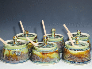 Handmade Pottery Lidded Honey Jar