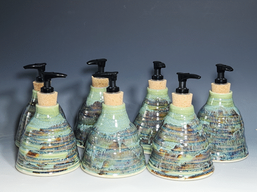 Hand Thrown Pottery Liquid Soap Dispenser, Handmade Bathroom Ceramic Soap Holder, Rustic Hand Soap Pump, Dish Soap, Each