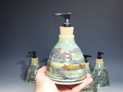 Hand Thrown Pottery Liquid Soap Dispenser, Handmade Bathroom Ceramic Soap Holder, Rustic Hand Soap Pump, Dish Soap, Each - Image 7