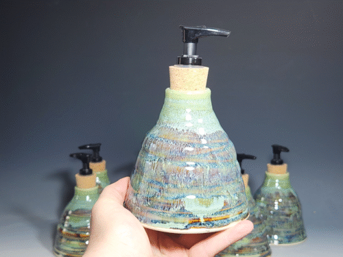 Hand Thrown Pottery Liquid Soap Dispenser, Handmade Bathroom Ceramic Soap Holder, Rustic Hand Soap Pump, Dish Soap, Each - Image 6