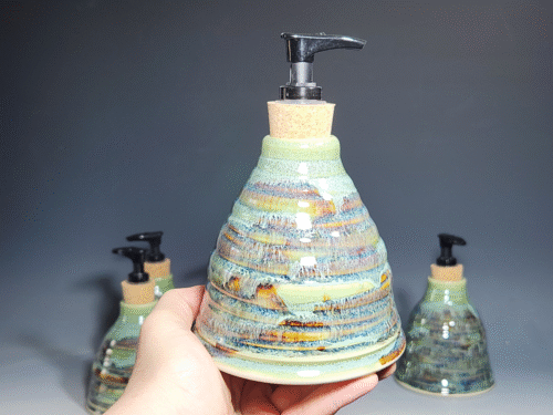 Hand Thrown Pottery Liquid Soap Dispenser, Handmade Bathroom Ceramic Soap Holder, Rustic Hand Soap Pump, Dish Soap, Each - Image 5