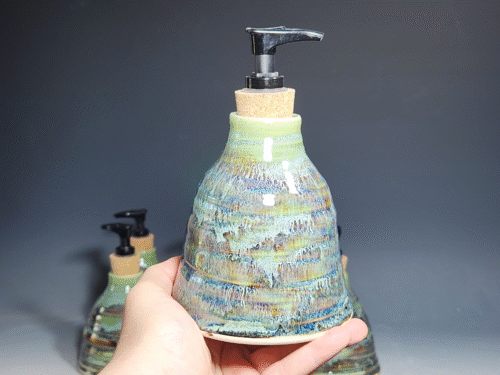 Hand Thrown Pottery Liquid Soap Dispenser, Handmade Bathroom Ceramic Soap Holder, Rustic Hand Soap Pump, Dish Soap, Each - Image 4