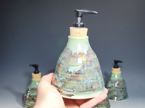 Hand Thrown Pottery Liquid Soap Dispenser, Handmade Bathroom Ceramic Soap Holder, Rustic Hand Soap Pump, Dish Soap, Each - Image 3