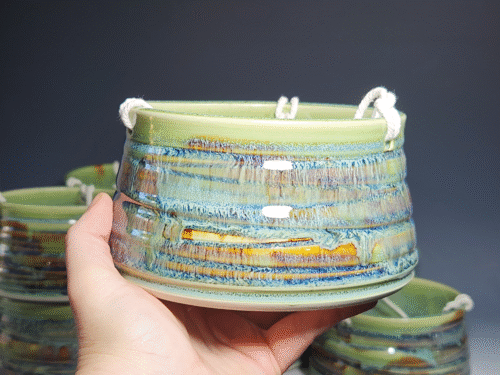 Hand-thrown Pottery Hanging Planter With or Without Drainage - Image 3