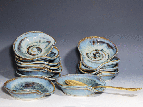 Hand Thrown Ceramic Spoon Rest, Each - Image 9