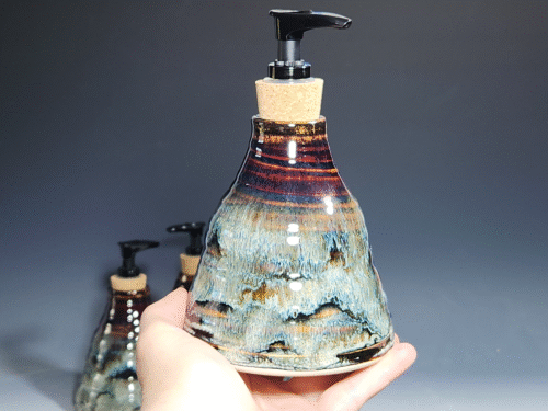 Hand Thrown Pottery Liquid Soap Dispenser, Handmade Bathroom Ceramic Soap Holder, Rustic Hand Soap Pump, Dish Soap, Each (Copy) - Image 4