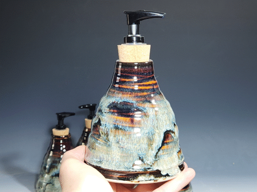 Hand Thrown Pottery Liquid Soap Dispenser, Handmade Bathroom Ceramic Soap Holder, Rustic Hand Soap Pump, Dish Soap, Each (Copy) - Image 3