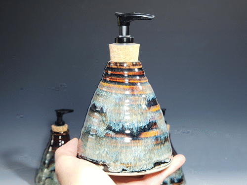 Hand Thrown Pottery Liquid Soap Dispenser, Handmade Bathroom Ceramic Soap Holder, Rustic Hand Soap Pump, Dish Soap, Each (Copy) - Image 2