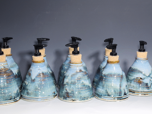 Hand Thrown Pottery Liquid Soap Dispenser, Handmade Bathroom Ceramic Soap Holder, Rustic Hand Soap Pump, Dish Soap, Each - Image 2