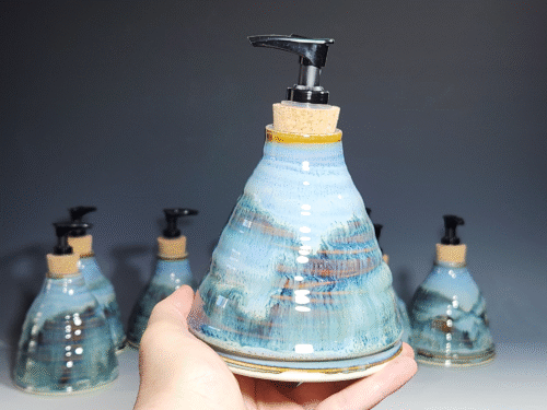 Hand Thrown Pottery Liquid Soap Dispenser, Handmade Bathroom Ceramic Soap Holder, Rustic Hand Soap Pump, Dish Soap, Each - Image 9