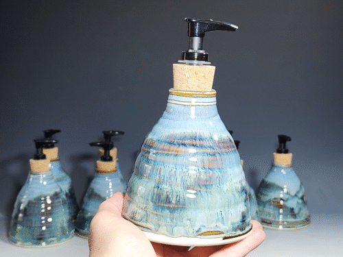 Hand Thrown Pottery Liquid Soap Dispenser, Handmade Bathroom Ceramic Soap Holder, Rustic Hand Soap Pump, Dish Soap, Each - Image 8