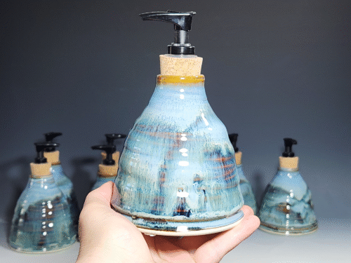 Hand Thrown Pottery Liquid Soap Dispenser, Handmade Bathroom Ceramic Soap Holder, Rustic Hand Soap Pump, Dish Soap, Each - Image 7